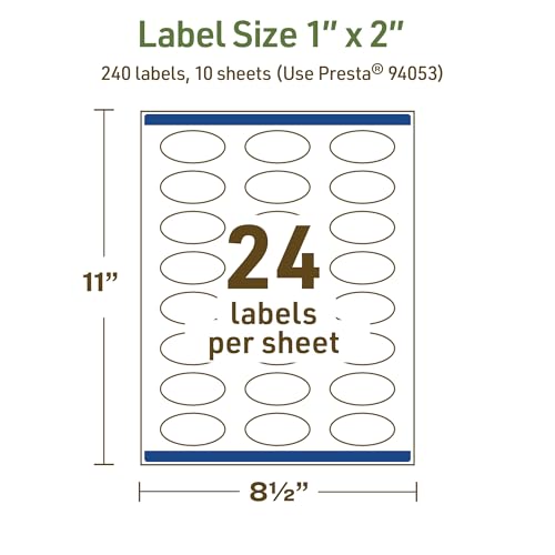 Avery Dissolvable Oval Labels, Sure Feed Technology, 1" x 2", Matte White, Print-to-The-Edge, Laser/Inkjet Printable, 240 Labels Total - style: 240 labels