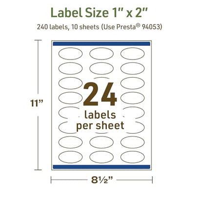 Avery Dissolvable Oval Labels, Sure Feed Technology, 1" x 2", Matte White, Print-to-The-Edge, Laser/Inkjet Printable, 240 Labels Total - style: 240 labels
