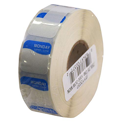 DayMark Day of the Week Dissolvable Label, Monday, 3/4" x 3/4", Blue (Roll of 1000) - size: Monday