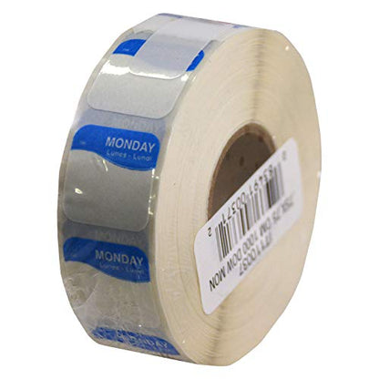 DayMark Day of the Week Dissolvable Label, Monday, 3/4" x 3/4", Blue (Roll of 1000) - size: Monday