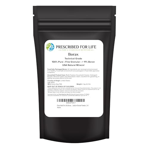 Prescribed For Life Borax Powder, Household Laundry Booster, Slime Activator & Multipurpose Cleaning Powder, All Natural Sodium Borate (2kg / 4.4lb) - color: 2 kg