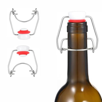 TopHomer 3 Pcs Swing Top Glass Bottle Caps Airtight Flip Top Replacement Caps with Silicone Gasket for Beer, Soda, Home Brew and Other Liquids