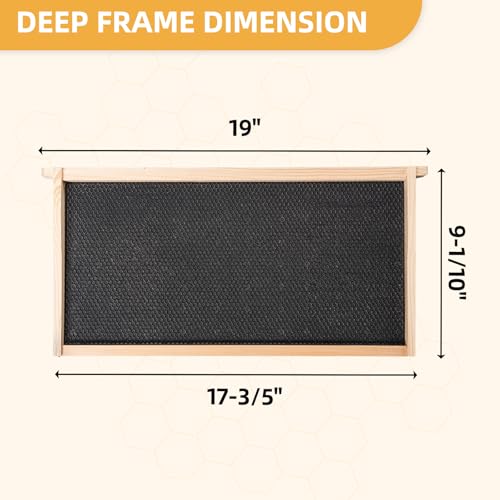 10 Pack Beehive Frames and Wax Foundations for Deep Brood Bee Hives with Wooden Bee Hive Frames and 100% Beeswax Coated Foundations, 9-1/8-Inch (Black) - size: 10 Pack Deep Frames-Black