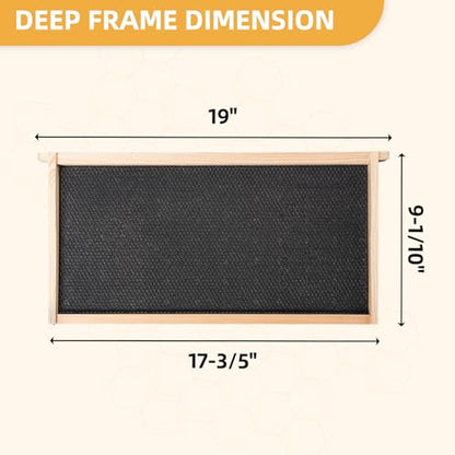 10 Pack Beehive Frames and Wax Foundations for Deep Brood Bee Hives with Wooden Bee Hive Frames and 100% Beeswax Coated Foundations, 9-1/8-Inch (Black) - size: 10 Pack Deep Frames-Black
