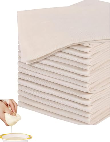 10 PCS Reusable Cheese Cloths, 20x20 Inch Hemmed Cheesecloth 100% Cotton Unbleached Cloth Strainer, Straining Cloth for Coffee Brewing Cooking/Baking Juicing Cheese Making