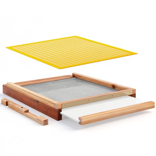 Beeveer 3 Pcs Beehive Parts Kit for 10 Frame Bee Hive, Beehive Screened Bottom Board with Entrance Reducer and Plastic Queen Excluder for Beekeeping Supplies(Yellow) - color: Yellow