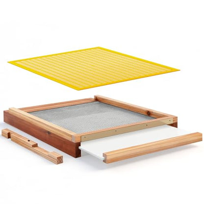 Beeveer 3 Pcs Beehive Parts Kit for 10 Frame Bee Hive, Beehive Screened Bottom Board with Entrance Reducer and Plastic Queen Excluder for Beekeeping Supplies(Yellow) - color: Yellow