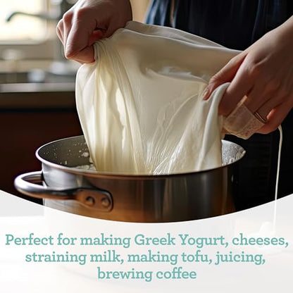 Euro Cuisine Nut Milk Bag - Cheese Cloth Bag for Straining Greek Yogurt, Organic Cheesecloth for Straining, Nut Milk Bag Reusable, Kava Strainer Bag, Nutmilk Mesh Bag (18"x18") - size: 18"x18"