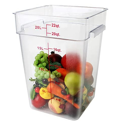 Tiger Chef 22 Quart Commercial Grade Clear Food Storage Square Polycarbonate Container With Blue Lid - style: 22 Quart