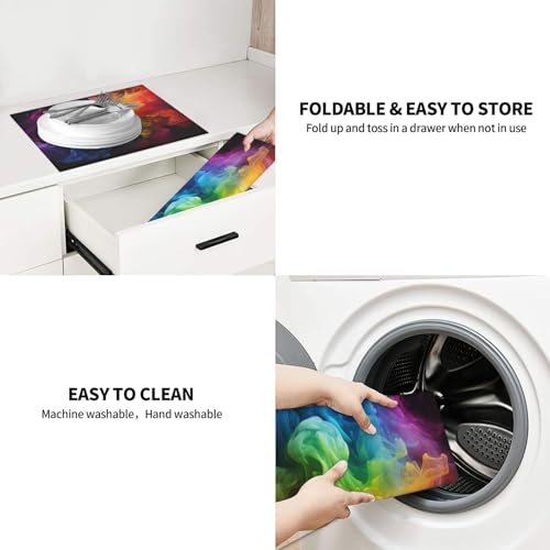 Rainbow smoke Print Dish Drying Mat for Kitchen Counter Ultra Absorbent Microfiber Dishes Drainer Mats Washable Drying Pads for Sinks 16 x 18 In - color: Rainbow Smoke