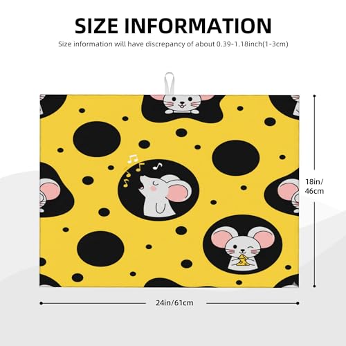 Dish Drying Mat for Kitchen Counter - Cheese Mouse Absorbent Heat Resistant Microfiber Dishes Drainer Mat - Kitchen Gadgets Large Coffee Machine Dish Rack Pad 18"X24"