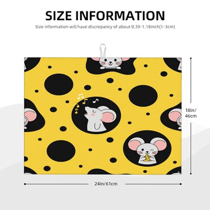 Dish Drying Mat for Kitchen Counter - Cheese Mouse Absorbent Heat Resistant Microfiber Dishes Drainer Mat - Kitchen Gadgets Large Coffee Machine Dish Rack Pad 18"X24"