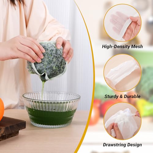 Cheese Cloth Bag for Straining, 5 Pack, Bowl-Shaped Fine Mesh Nylon Nut Milk Bag Reusable for Straining Almond/Oat/Soy Milk, Tea, Yogurt, Juice, Dumpling Fillings, Coffee, Flour (Small) - size: Small