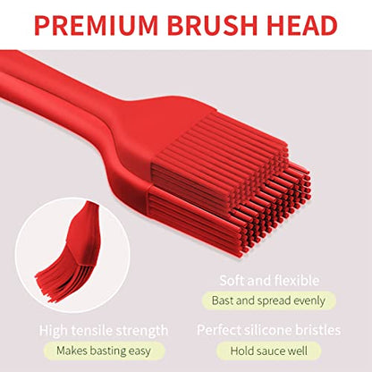 Silicone Basting Pastry Brush - Cooking Brush for Oil Sauce Butter Marinades, Food Brushes for BBQ Grill Kitchen Baking, Baster Brushes Baste Pastries Cakes Meat Desserts, Food Grade, Dishwasher Safe - color: 2 Pack - Red
