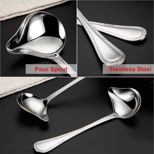 2 Packs of Kitchen Sauce Ladle Gravy Ladle Stainless Steel Kitchen Ladle Heavy Duty Cooking Soup Spoon for Home Kitchen