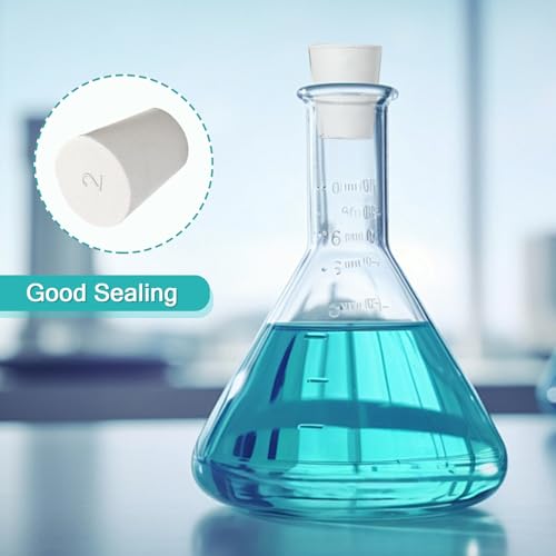 Bonsicoky 24 Pack Solid Rubber Stoppers, 11 Assorted Sizes (000#-8#) | White, Tapered Shaped, Lab Bungs Plug, For Flask, Plug Holes, Test Tube - size: 000# - 8# - 11 Assorted Sizes