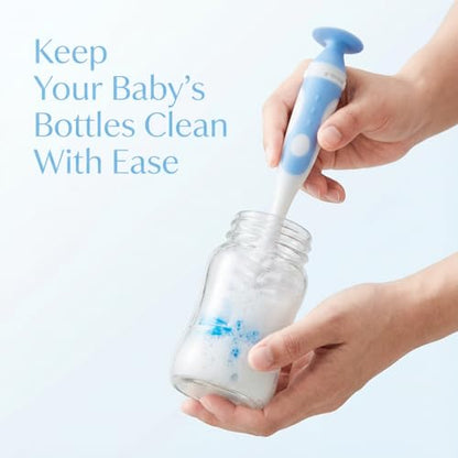 Ariseno 5-in-1 Baby Bottle Brush Set, Including Nylon and Silicone Bottle Brush, Bottle Cap, Straw and Nipple Cleaner, BPA-Free (Blue) - color: Blue-nylon Silicone
