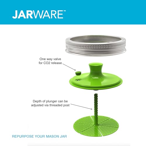 Jarware Nylon Fermentation Lid For Wide Mouth Mason Jars, One Way Valve and Adjustable Platform Included
