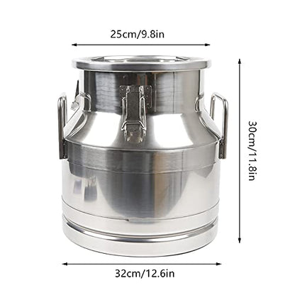 Milk Can with Sealed Lid, Stainless Steel Milk Transport Cans Wine Pail Bucket Tote Jug Pot Oil Liquid Storage Barrel with 2 Handles Sealed Silicone Anti-Leak Ring Lock Belt 12 L 3.16 Gallon - color: 12l