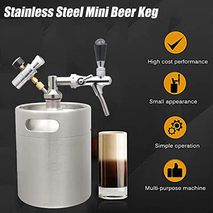 Portable Draft Keg System Stainless Steel Keg Mini Keg Draft System Stainless Steel Portable Mini Keg Dispenser Pressure Regulator Craft Beer Draft Home Brew,5L