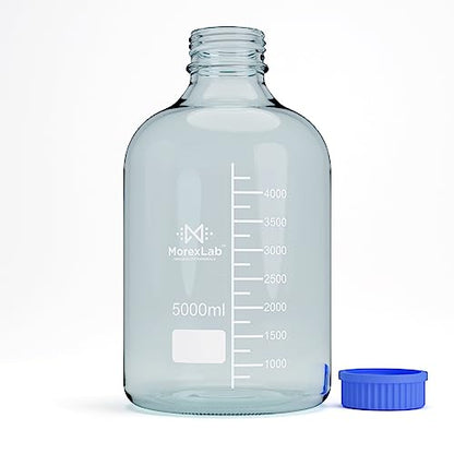 5000ML Storage Glass Bottles – 1pc Round Media Storage Bottle – Borosilicate Glass Bottles – Safe Probe Storage Glass Storage Bottles with GL60 Blue Screw Cap (5000ml - 1pc) - size: 5000ml-1pc