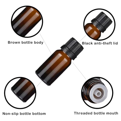 24 Pack 10ml Amber Glass Essential Oils Bottles Empty Glass Dropper Vials Sample Bottle With Orifice Reducer and lid,for Aromatherapy Oils (Amber, 10ml) - color: Amber