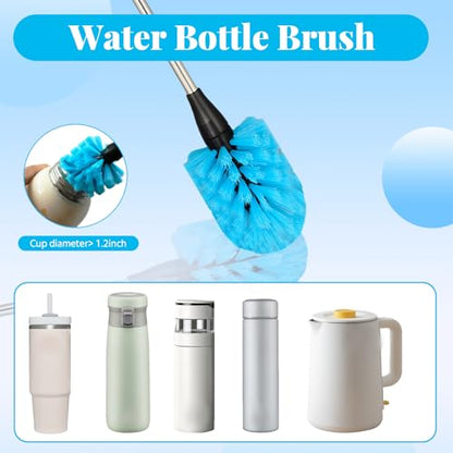 4-in-1 Bottle Brush, Long Handle Water Bottle Brush & Straw Cleaner Brush, Lid Brushe, for Cleaning Water Bottle, Flask, Wine Decanters, Coffee Mugs,Baby Bottles - color: 4pcs/Blue