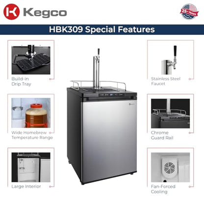 Kegco HBK309S-1 Keg Dispenser, Stainless Steel - color: Stainless Steel, size: 1 Tap