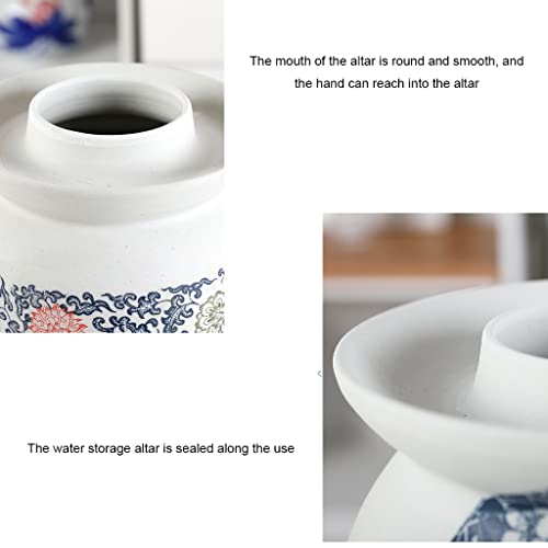 ZHOUXIAO White Pickle Jar Ceramic Jar with Lid,Large Floral Pattern Traditional Chinese Fermentation Kit Crock with Water Seal Airlock Lid, Fermentation Jar for Kimchi,Kombuc 4KG
