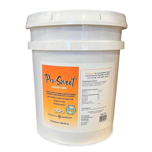 Mann Lake Pro-Sweet Liquid Feed, Natural Supplemental Feed for Bees, Ready-to-Use Nectar Alternative, Formula for Optimal Nutrition & Hive Weight, 5 Gallon Pail, Made in USA - size: 640 Fl Oz (Pack of 1)
