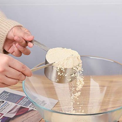 Measuring Cups and Spoons Set, 18/8 Metric & US Stainless Steel 8 Measuring Cups & 9 Spoons with 1 Leveler & 1 Measurement Conversion Chart for Baking & Kitchen - size: B: 8cups+9spoons