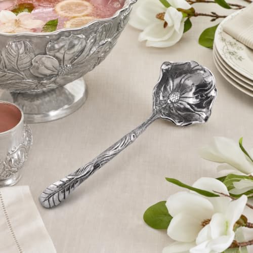 Arthur Court Magnolia Pattern Aluminum Serving Ladle - Elegant Punch/Soup Ladle for Entertaining - 12.5 Inch Long - size: 12.5 inches Magnolia