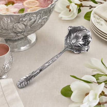 Arthur Court Magnolia Pattern Aluminum Serving Ladle - Elegant Punch/Soup Ladle for Entertaining - 12.5 Inch Long - size: 12.5 inches Magnolia