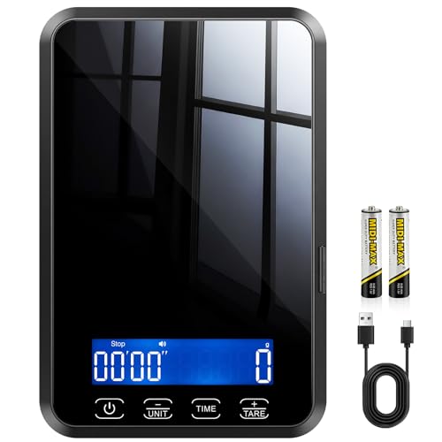 Letron Food Scale, 33 lb / 0.1 oz High Precision Kitchen Scale for Sourdough Bread, Built-in 7 Units, Timing & Tare Function, Rechargeable Digital Kitchen Scale for Food, Baking, Cooking - color: Black