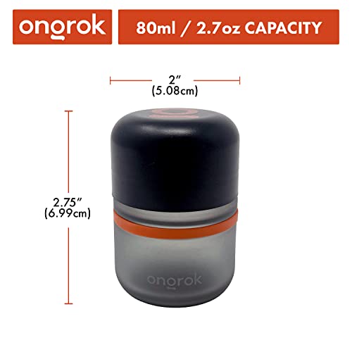 ONGROK Glass Storage Jar, 80ml, 6 Pack | UV Herb/Spice Jar with Child‑Resistant Lid, Color‑Coded Glass Containers to Preserve Smell and Aroma - size: 80ML - 6 Pack