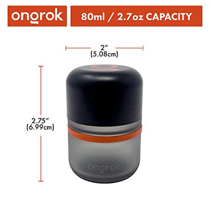 ONGROK Glass Storage Jar, 80ml, 6 Pack | UV Herb/Spice Jar with Child‑Resistant Lid, Color‑Coded Glass Containers to Preserve Smell and Aroma - size: 80ML - 6 Pack