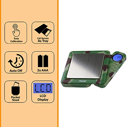 American Weigh Scales 650g x 0.1g Digital Pocket Gram Scale-Blade Series | Precision Mini Scale 0.1g Accuracy, Pocket Scale for Kitchen, Gold, Gems & Coin Scale, Smart Digital & Compact Scale - color: Camo, size: 650g x 0.1g
