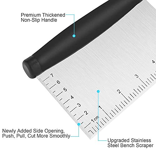 UUBAAR Bench Scraper & Chopper - 6 Inch Stainless Steel Dough Cutter with Contoured Grip, Multi-Purpose Kitchen Tool for Baking Cooking, Food Scraper Chopper & Pastry Knife