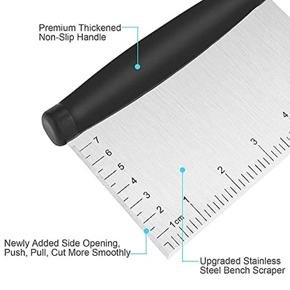 UUBAAR Bench Scraper & Chopper - 6 Inch Stainless Steel Dough Cutter with Contoured Grip, Multi-Purpose Kitchen Tool for Baking Cooking, Food Scraper Chopper & Pastry Knife