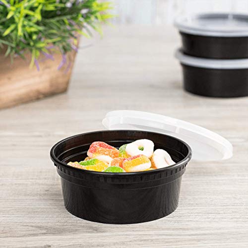 Karat [8oz - 240 ct Black PP Injection Molded Round Deli Containers with Lids (FP-IMDC8-PPB) - color: Black, size: 8oz