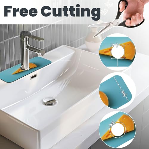 Sink Faucet Mat Cheese Kitchen Splash Guard Absorbent Bathroom Sink Mat Around Faucet 15" x 5.5" Drying Mats Stone Draining Mat