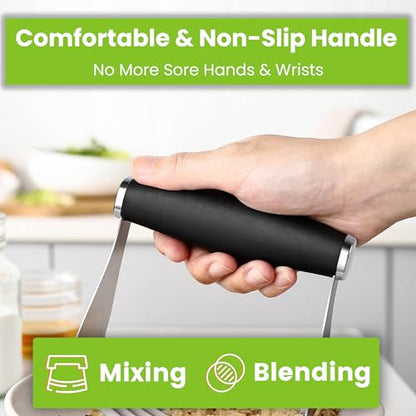 Spring Chef XL Stainless Steel Pastry Cutter Tool for Baking - Heavy Duty Dough Blender - Butter & Dough Cutter Tool with Sharp Blades - Pastry Blender for Easy Mixing - Dishwasher Safe - Black | Heavy Duty Dough Mixer with Stainless Steel Blades, Butter