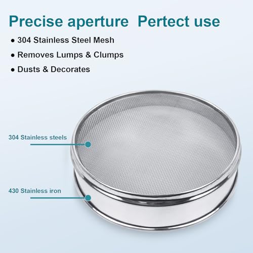 304 Stainless Steel Mesh Lab Sieve, 18 Mesh (1mm) Aperture Test Sieve, 7.9Inch(20cm) Diameter Economy Standard Analysis Sample Test Sieves for Industrial Laboratory Homes - size: 18Mesh(1mm)/Ф7.9in