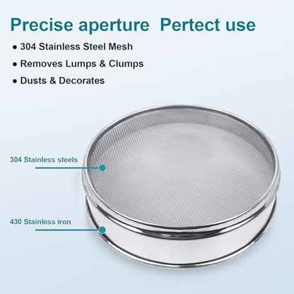 304 Stainless Steel Mesh Lab Sieve, 18 Mesh (1mm) Aperture Test Sieve, 7.9Inch(20cm) Diameter Economy Standard Analysis Sample Test Sieves for Industrial Laboratory Homes - size: 18Mesh(1mm)/Ф7.9in