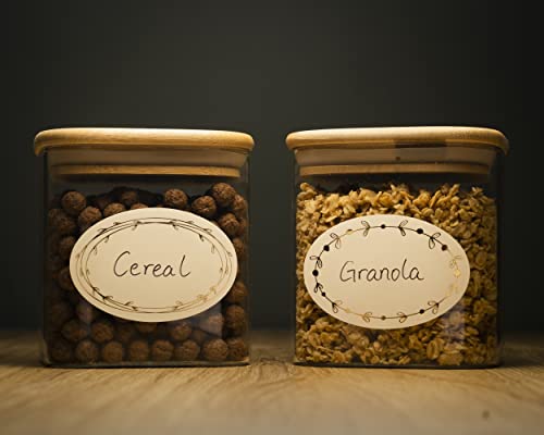 MONEST Waterproof & Oil Resistant Jar & Lid Stickers - Pantry/Canning, Spice & Bottle Labels (Golden Flower 2x3) - style: Golden Flower 2x3