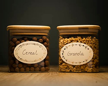 MONEST Waterproof & Oil Resistant Jar & Lid Stickers - Pantry/Canning, Spice & Bottle Labels (Golden Flower 2x3) - style: Golden Flower 2x3