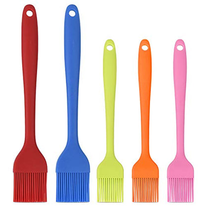 Hhyn Silicone Basting Pastry Brush Set 5 Pack Heat Resistant Spread Oil Butter Sauce for BBQ Grill Barbeque Kitchen Baking Cooking Pastries, 2 Large & 3 Small Multicolor - color: 5 Pcs Multicolor