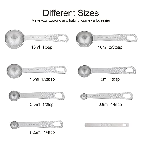 18/8 Stainless Steel Measuring Cups and Spoons Set, Metric & US 6 Measuring Cups and 7 Measuring Spoons with Leveler & 5 Mini Measuring Spoons for Baking & Kitchen