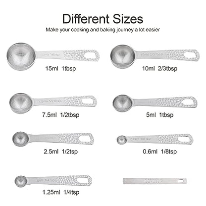 18/8 Stainless Steel Measuring Cups and Spoons Set, Metric & US 6 Measuring Cups and 7 Measuring Spoons with Leveler & 5 Mini Measuring Spoons for Baking & Kitchen