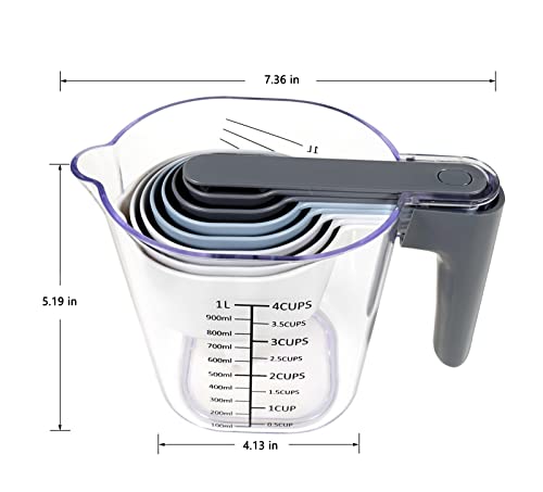22-Pc Stackable Measuring Cups and Spoons Set with Lid | BPA-free & dishwasher safe. Premium 22-piece nested cups & spoons set with lid. Ideal kitchen tools for liquid or dry food - color: 22 Piece